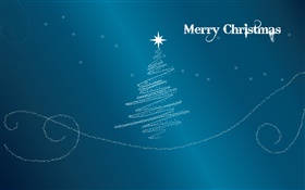Feliz Natal, design criativo, árvore, estrelas, fundo azul HD Papéis de Parede