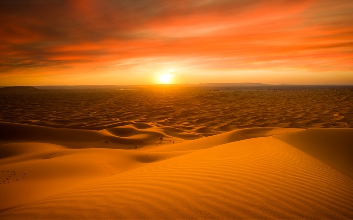 Marrocos, Sahara deserto, areia, por do sol Papéis de Parede, imagem