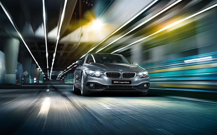 2015 BMW 4 série do carro F32 prata, de alta velocidade, luz Papéis de Parede, imagem