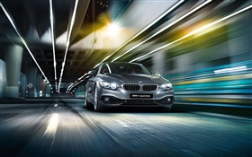 2015 BMW 4 série do carro F32 prata, de alta velocidade, luz