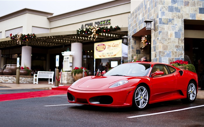 Ferrari F430 supercar vermelho, rua Papéis de Parede, imagem