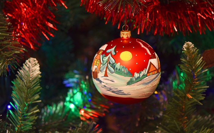 Feliz Natal, Ano Novo, decoração, bola pintado Papéis de Parede, imagem