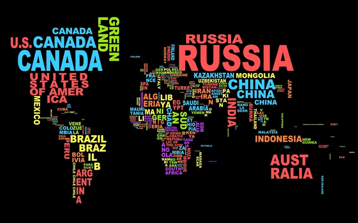 Mapa do Mundo, países, texto, design criativo Papéis de Parede, imagem