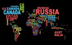 Mapa do Mundo, países, texto, design criativo HD Papéis de Parede