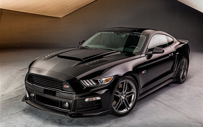 2015 Ford Mustang Opinião dianteira do carro preto Papéis de Parede, imagem