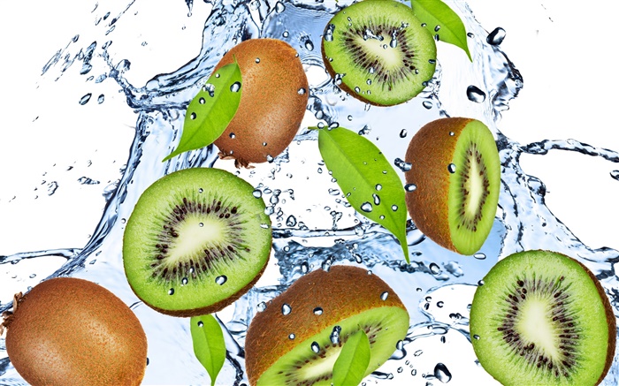 Kiwi, frutas, gotas da água Papéis de Parede, imagem