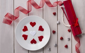 Dia dos Namorados, amor corações, fita, jóias, presente