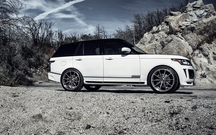 2015 Land Rover Range Rover carro branco vista lateral Papéis de Parede, imagem