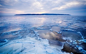 Frio ártico, gelo, neve, mar, crepúsculo HD Papéis de Parede