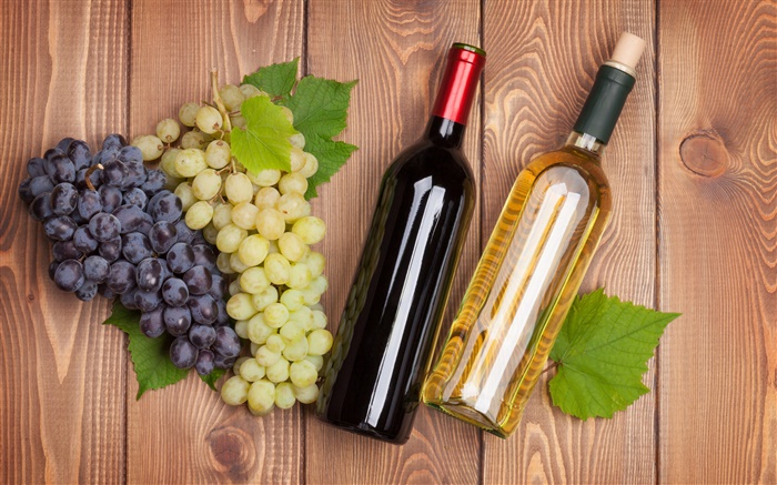 Bebidas, vinho, uvas, garrafas Papéis de Parede, imagem