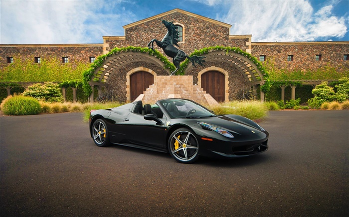 Ferrari supercar preto, casa Papéis de Parede, imagem