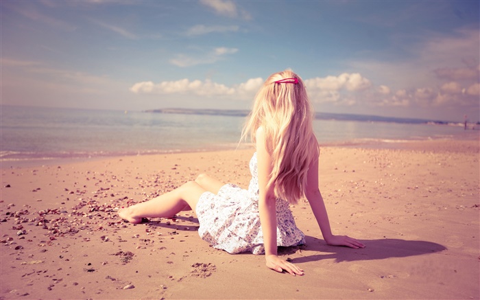 resto Menina na praia, sol, verão Papéis de Parede, imagem