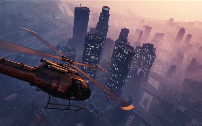 Grand Theft Auto V, GTA 5, jogo para PC, helicóptero Papéis de Parede, imagem