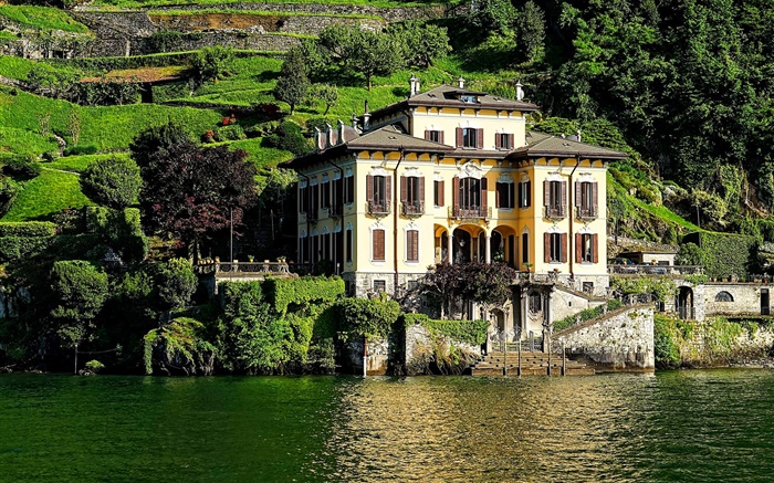Itália, lago Como, casa, casa de campo, encosta Papéis de Parede, imagem