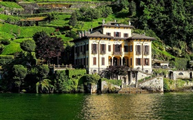 Itália, lago Como, casa, casa de campo, encosta