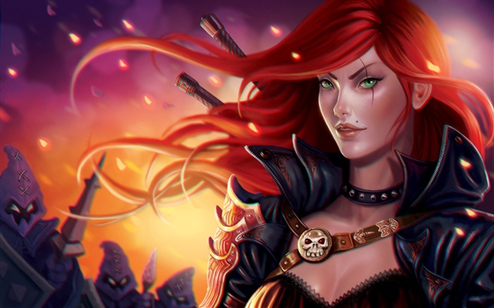 League of Legends, jogo de PC, cabelo vermelho da menina Papéis de Parede, imagem