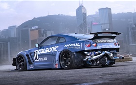 Nissan GT-R carro esporte azul HD Papéis de Parede