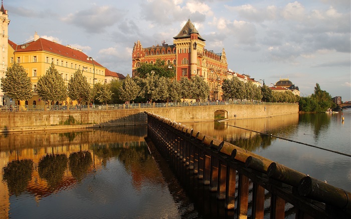 Praga, República Checa, Palace, rio, casa Papéis de Parede, imagem