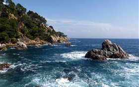 Espanha, mar, costa, rochas, cenário da natureza