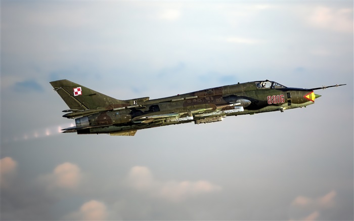 Su-22 lutador, bombardeiro, voando no céu Papéis de Parede, imagem