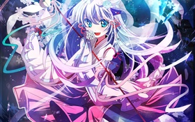 olhos azuis anime dance girl, cristais HD Papéis de Parede