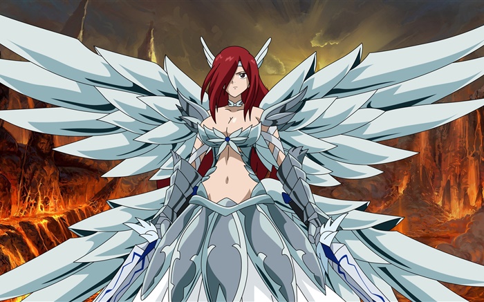 Erza Scarlet, asas, anime girl Papéis de Parede, imagem