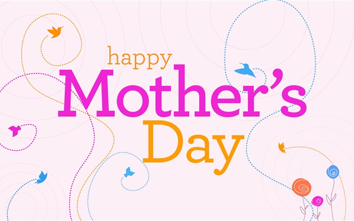 Feliz dia das mães, vetor imagens, flores, pássaros Papéis de Parede, imagem