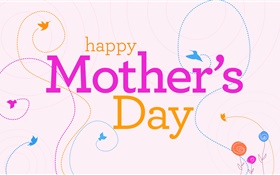 Feliz dia das mães, vetor imagens, flores, pássaros HD Papéis de Parede