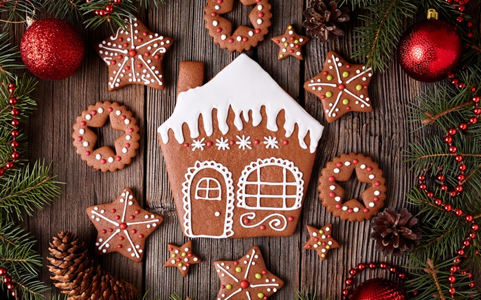 Feliz Natal, biscoitos, sobremesa, Ano Novo Papéis de Parede, imagem