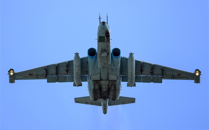Sukhoi Su-25, vôo caça subsônico, vista inferior Papéis de Parede, imagem