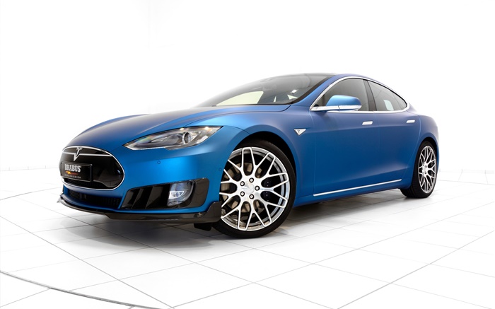 carro elétrico azul 2015 Brabus Tesla Model S Papéis de Parede, imagem