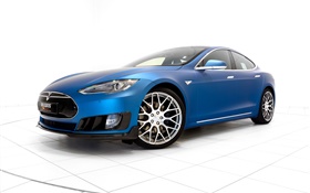 carro elétrico azul 2015 Brabus Tesla Model S HD Papéis de Parede