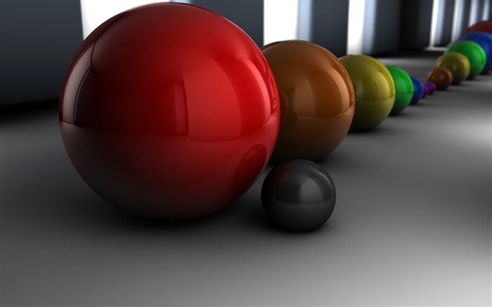 bolas 3D, cores diferentes Papéis de Parede, imagem