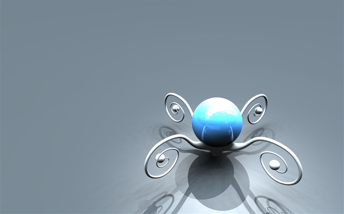 flor 3D, bola azul Papéis de Parede, imagem