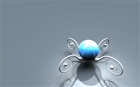 flor 3D, bola azul