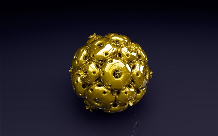 bola de ouro 3D, fundo preto Papéis de Parede, imagem