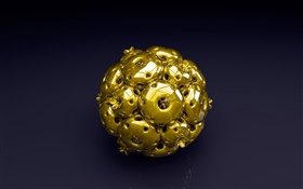 bola de ouro 3D, fundo preto HD Papéis de Parede