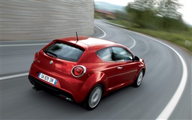 Alfa Romeo velocidade do carro vermelho, retrovisor HD Papéis de Parede