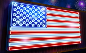 bandeira americana, estrelas e listras, néon HD Papéis de Parede