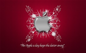 logotipo da maçã, flores, fundo vermelho HD Papéis de Parede