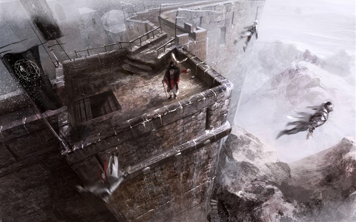Assassins Creed, pulando castelo Papéis de Parede, imagem