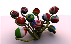 Bola bandeiras em forma, árvore, 3D criativo