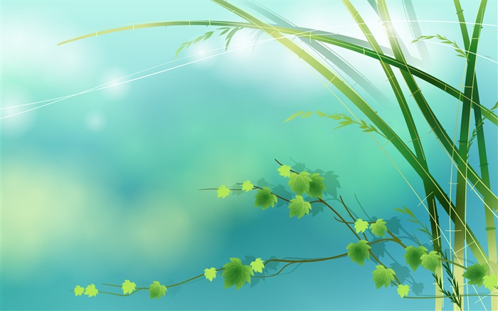 Bambu, verde, folhas, primavera, vetor imagens Papéis de Parede, imagem