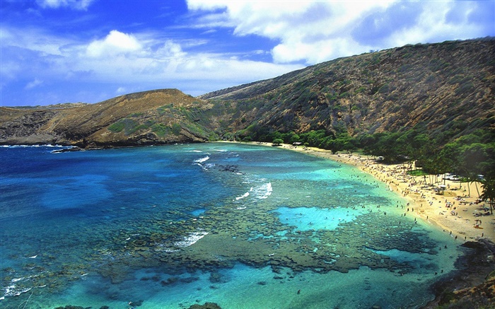 Praia, mar, as pessoas, Havaí, EUA Papéis de Parede, imagem