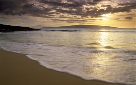 Praia, mar, sol, nuvens HD Papéis de Parede