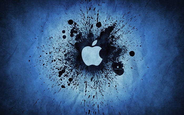 respingo de tinta preta, logotipo da Apple Papéis de Parede, imagem