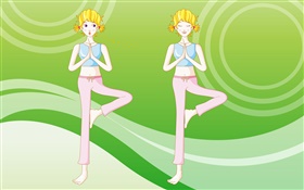 menina fazendo yoga, design loira vector HD Papéis de Parede