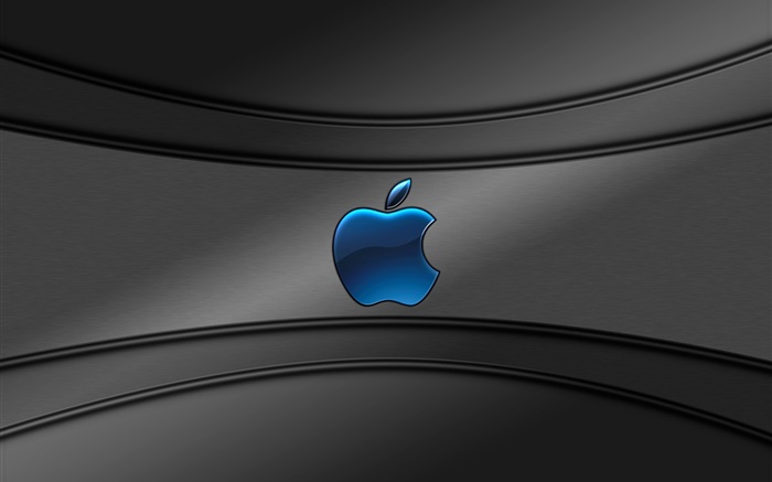 logotipo da Apple azul, fundo cinzento Papéis de Parede, imagem