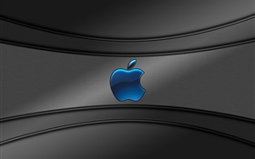 logotipo da Apple azul, fundo cinzento
