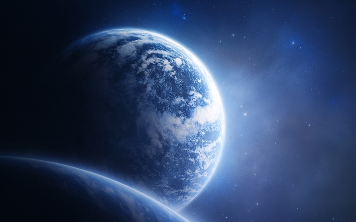 Planetas azuis e espaço azul Papéis de Parede, imagem